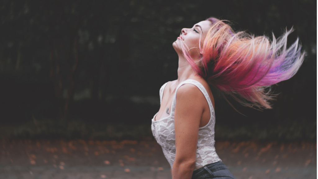 Woman with colored hair