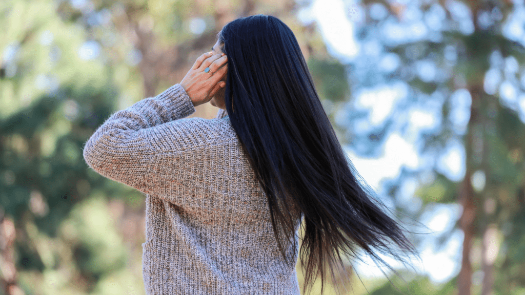 Woman with long black hair