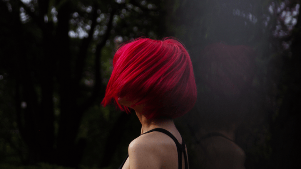 Woman with bold hair color